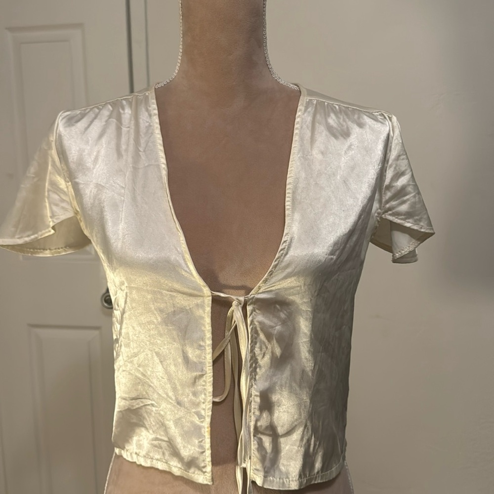 Brandy Melville Silk Tie Front Top
